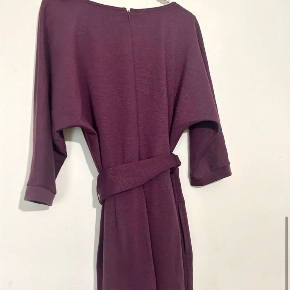 Anthropologie Ponte Sutton Berry Purple 3/4 Sleeve Tapered Leg Jumpsuit SZ XS